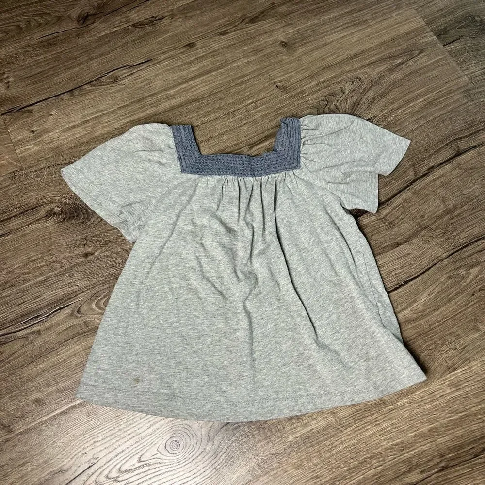 Gap Kids Girls Size S Short Sleeve Peasant Top Gray